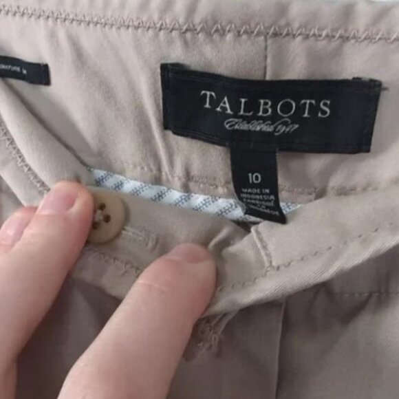 Talbots oatmeal signature cropped utility chino pants size 10 - Picture 4 of 7